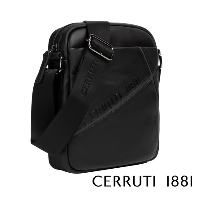 Cerruti 1881 義大利頂級小牛皮肩背包側背包(黑色