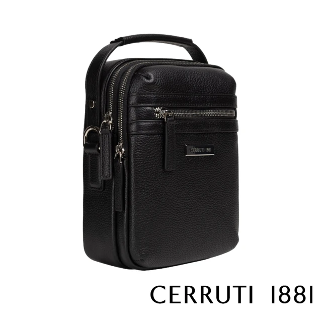 Cerruti 1881 義大利頂級小牛皮肩背包側背包(黑色 CEBO06591M)