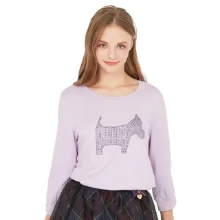 【SCOTTISH HOUSE】雪紡紗大狗七分袖線衫-黑/紫CHUB1424