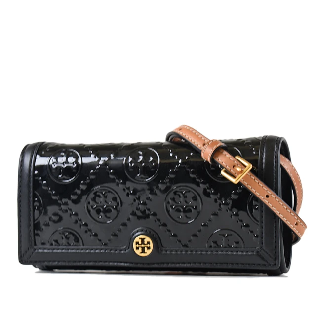 TORY BURCH 雙T-LOGO素面扣式皮革短夾優惠推薦