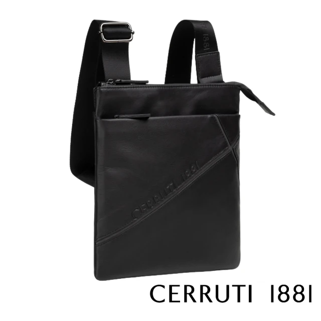 Cerruti 1881 限量2折 義大利頂級小牛皮肩背包側背包 全新專櫃展示品(黑色 CEBO06257M)