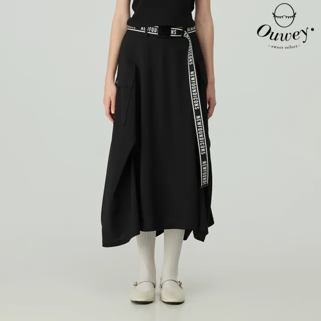 【OUWEY 歐薇】素色百變寬裙(黑色;S-XL;3243162319)
