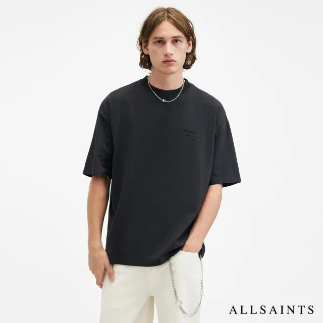 【ALLSAINTS】XANDER 純棉寬鬆LOGO短袖T恤-深灰 M006PB(寬鬆版型)