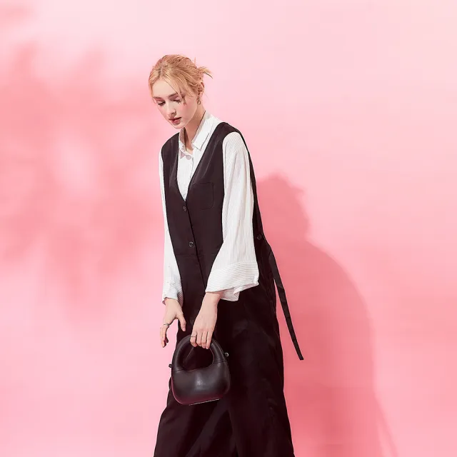 【ICHE 衣哲】法式簡約大V釦飾設計西裝連身褲裝