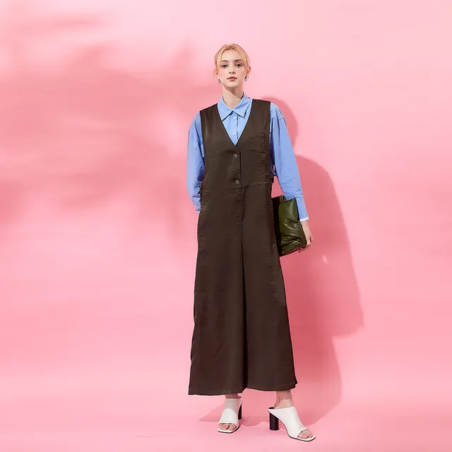 【ICHE 衣哲】Cop.Copine 法式無袖背心洋裝-炭綠色