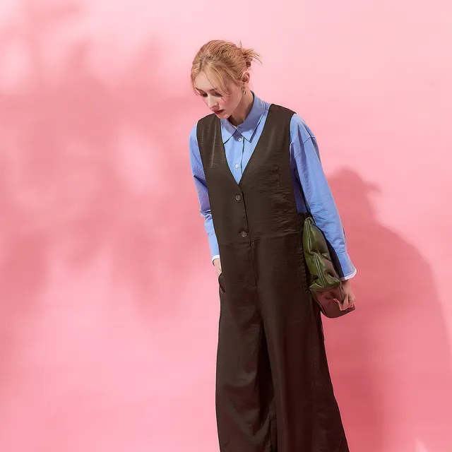 【ICHE 衣哲】Cop.Copine 法式無袖背心洋裝-炭綠色