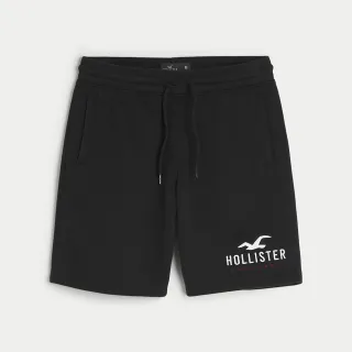 【HOLLISTER Co】HCO 海鷗 經典刺繡大海鷗棉短褲-黑色(平輸品/雙11/)