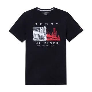 【Tommy Hilfiger】TOMMY 經典印刷圖案短袖T恤-黑色 上衣(平輸品/短T)