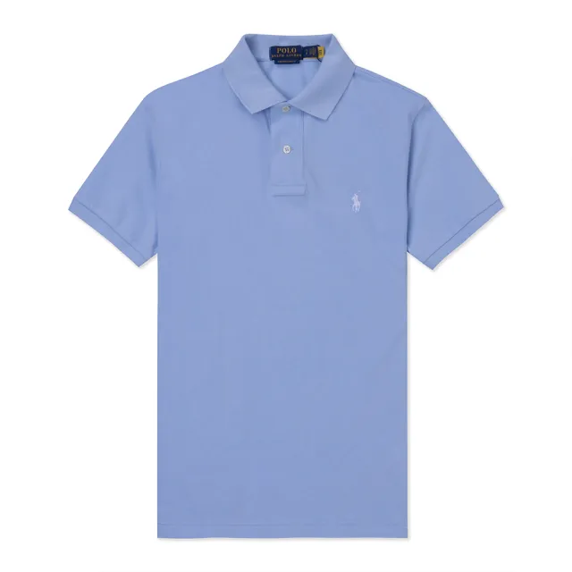 【RALPH LAUREN】RL POLO 經典刺繡小馬短袖Polo衫-水藍色 上衣(CUSTOM SLIM FIT/精選舒適/平輸品)