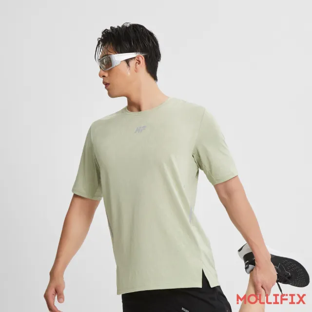 【Mollifix 瑪莉菲絲】MEN_緹花透氣排汗短袖上衣(2色任選)