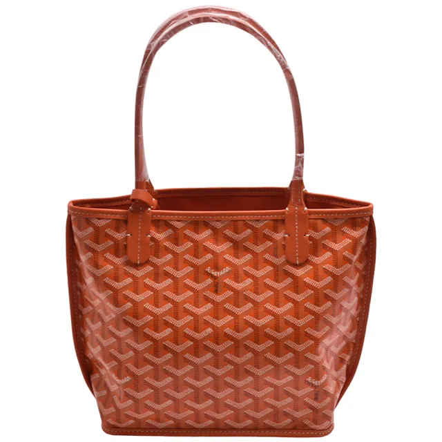 【GOYARD 高雅德】經典防水帆布LOGO雙面肩背托特包(小-橘色ANJOUSMNCG03TY01P-ORG)