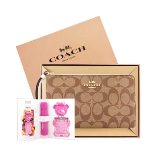 【COACH】大C PVC手拿包-大型+MOSCHINO 品牌經典隨身小香水(象牙白色)