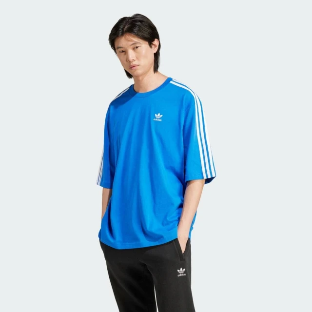 adidas 愛迪達 短袖上衣 男款 運動 三葉草 Oversize tee 藍 IZ2481