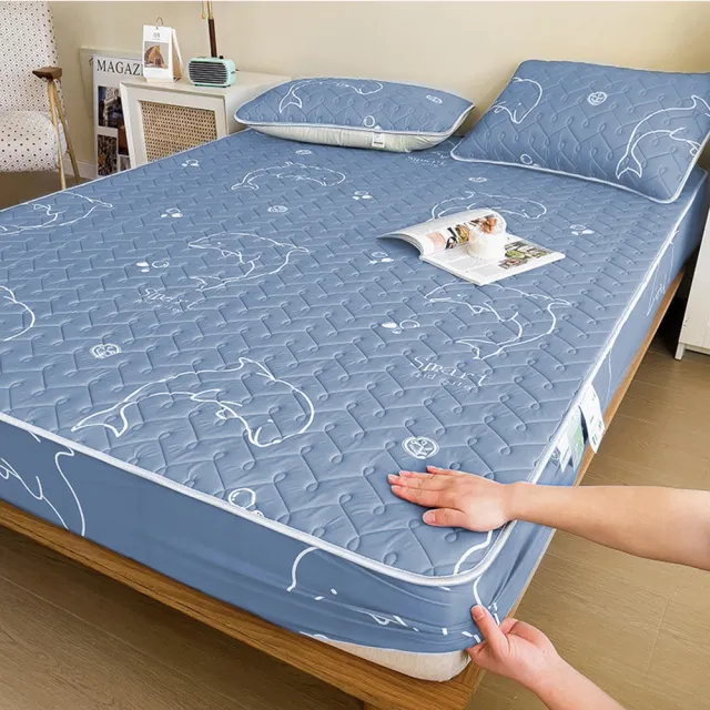 【TENGYUE】可水洗透氣冰絲乳膠床包-雙人加大180 附同款枕套(冰絲床包 涼墊 床罩 乳膠床笠 涼感床包)