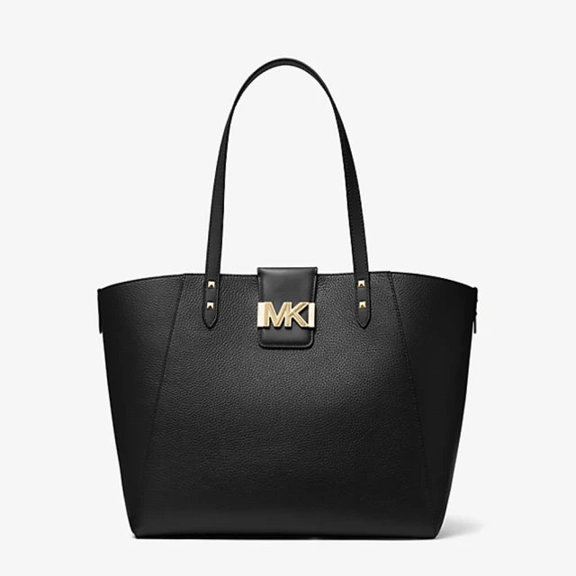 Michael Kors 新版金屬LOGO荔枝皮革手提式雙拉