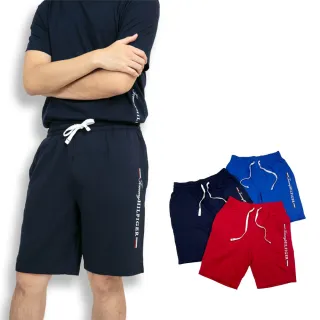 【Tommy Hilfiger】Tommy Hilfiger 棉短褲 深藍 大尺碼 短褲 鬆緊 無刷毛 湯米 鬆緊褲(短褲9484)