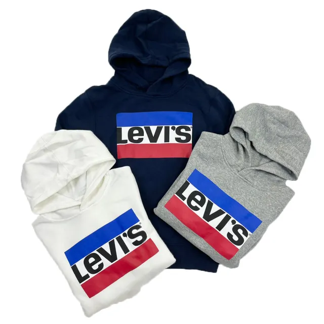 【LEVIS】青年版 帽T   法國旗 長袖  刷毛  連帽 經典款 上衣 情侶裝  平輸品(帽T 7669ES3)
