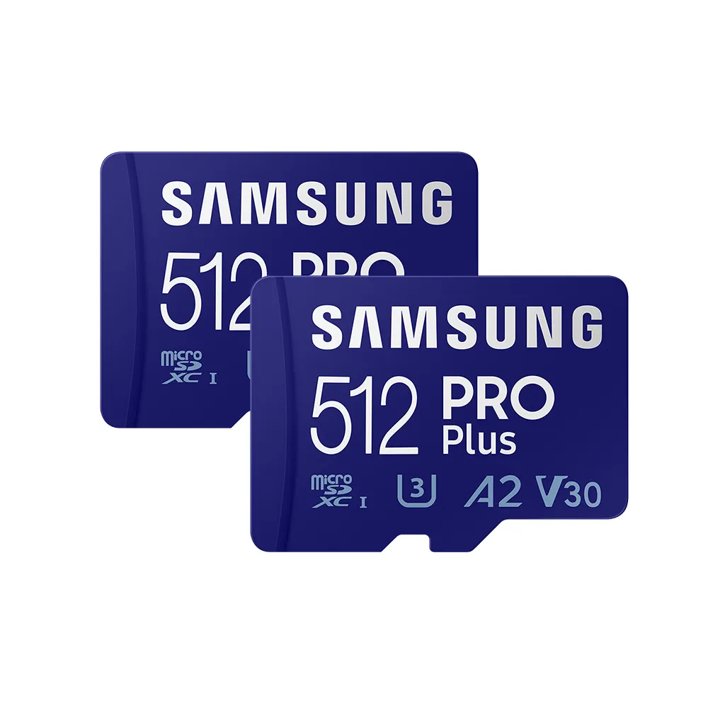 二入組【SAMSUNG 三星】PRO Plus microSDXC U3 A2 V30 512GB記憶卡 公司貨(Switch/ROG Ally/GoPro/空拍機)