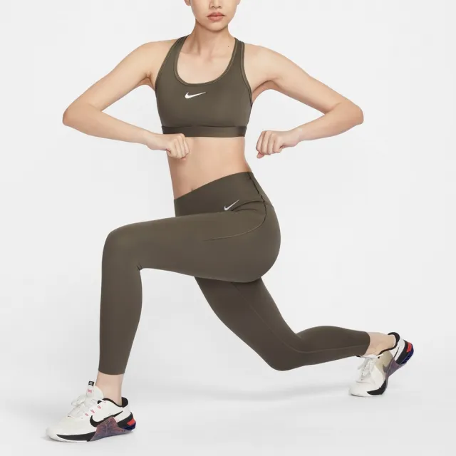 【NIKE 耐吉】AS W NK SWSH MED SPT BRA 運動內衣 棕色 中度支撐 慢跑 瑜珈 訓練 女(DX6822-004 ∞)