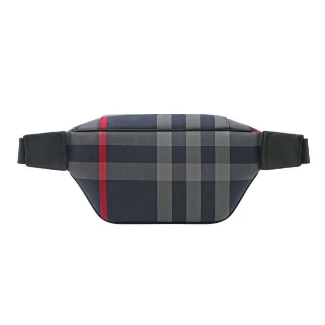 【BURBERRY 巴寶莉】經典格紋帆布 Sonny腰包(海軍藍/紅色)