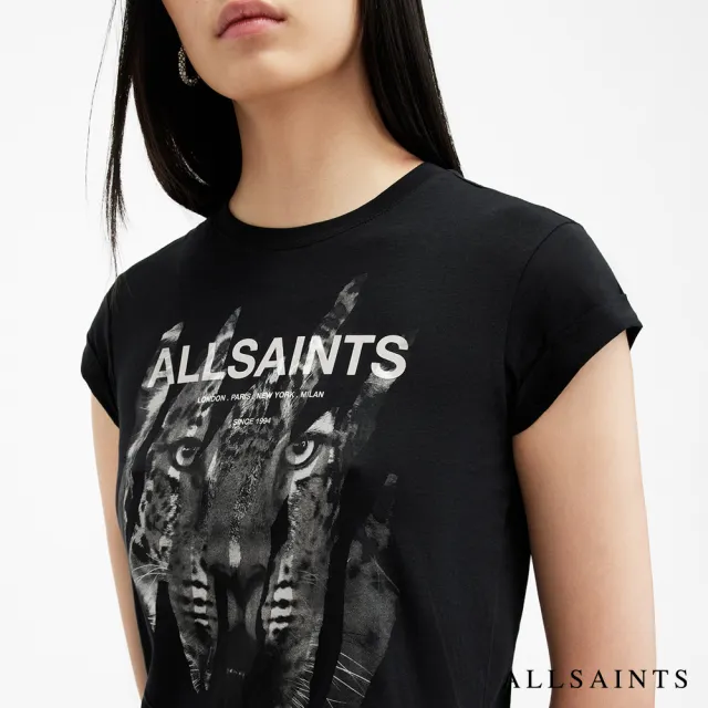 【ALLSAINTS】RIPROAR ANNA 純棉豹紋塗鴉LOGO T恤 W183JB(常規版型)