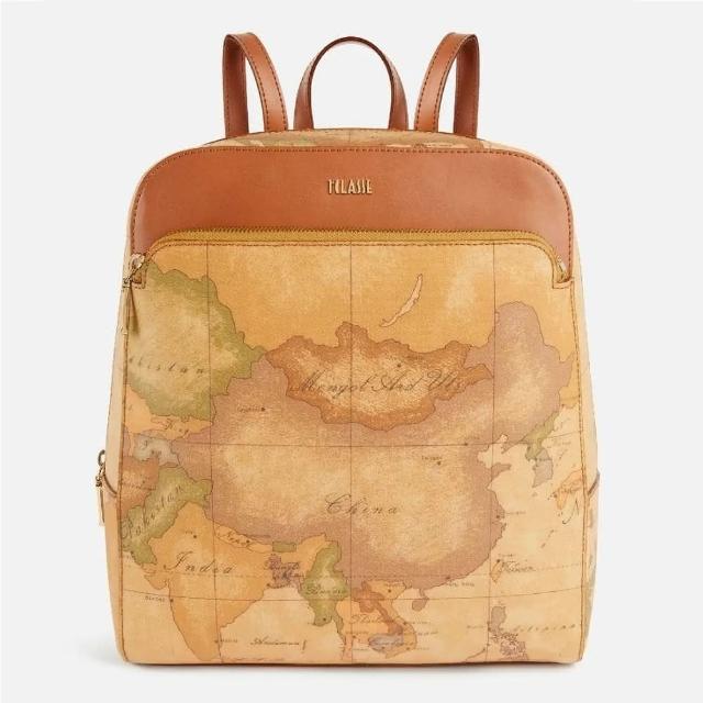 【Alviero Martini】義大利地圖包 經典方型後背包26cm(地圖黃)