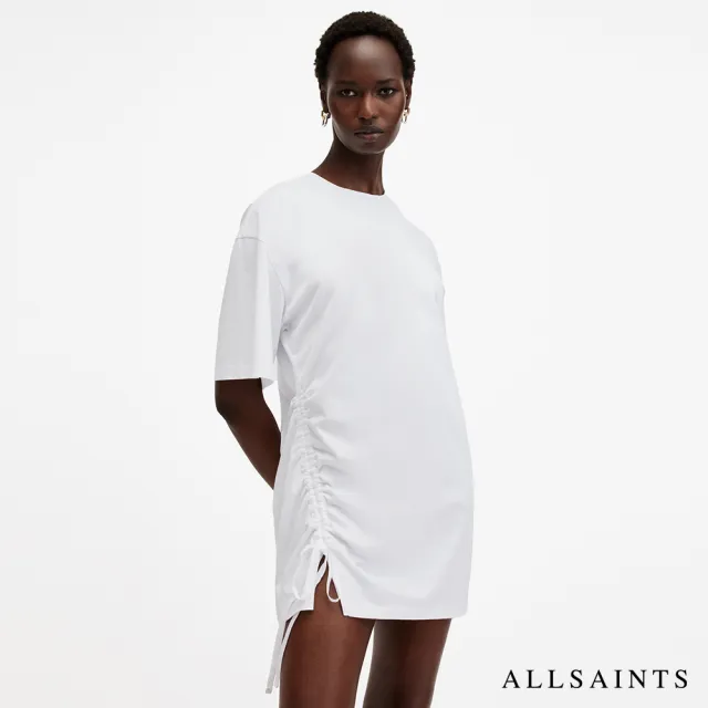 【ALLSAINTS】NAENIA 純棉抽繩短洋裝-白 W276DB(常規版型)