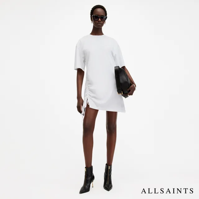 【ALLSAINTS】NAENIA 純棉抽繩短洋裝-白 W276DB(常規版型)