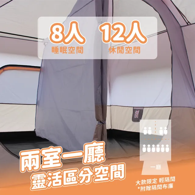 【TAS 極限運動】兩室一廳雙層帳(戶外雙層帳篷 雙層帳 野營帳篷 大帳蓬 camping 二室一廳 8-12人帳蓬)