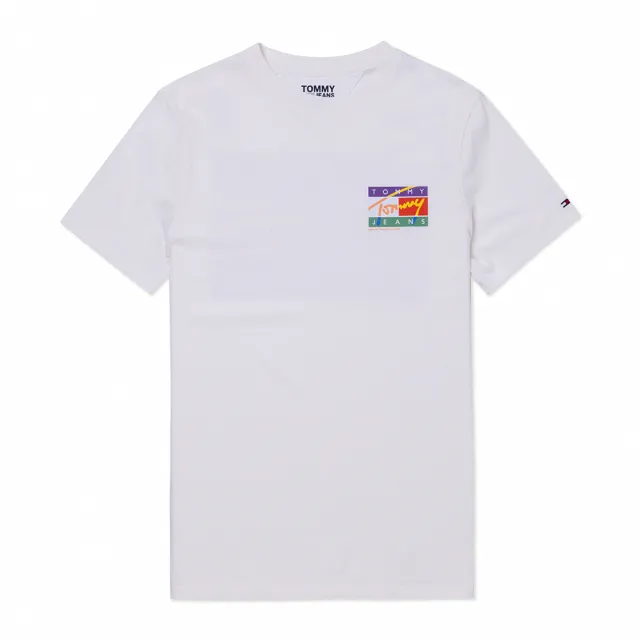 【TOMMY HILFIGER】TOMMY 經典印刷大Logo正反圖案短袖T恤-白色 上衣(刷舊設計/平輸品/短T)