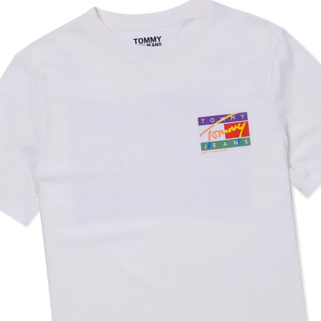 【TOMMY HILFIGER】TOMMY 經典印刷大Logo正反圖案短袖T恤-白色 上衣(刷舊設計/平輸品/短T)