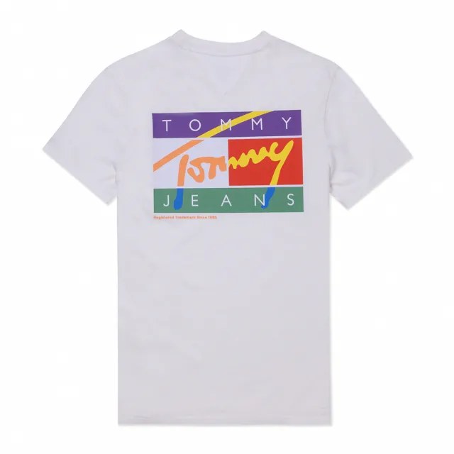 【TOMMY HILFIGER】TOMMY 經典印刷大Logo正反圖案短袖T恤-白色 上衣(刷舊設計/平輸品/短T)