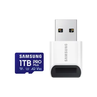 【SAMSUNG 三星】PRO Plus microSDXC U3 A2 V30 1TB記憶卡 含讀卡機 公司貨(Switch/ROG Ally/GoPro/空拍機)