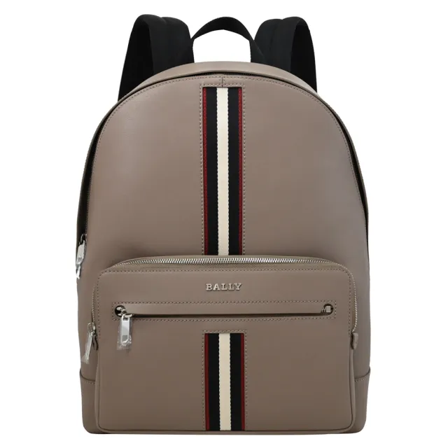【BALLY】HARYS 經典金屬LOGO雙色條紋商務包旅用包後背包(大象灰)