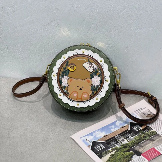 Sp house 創意刺繡小熊側肩斜背女用立體包(2色可選)