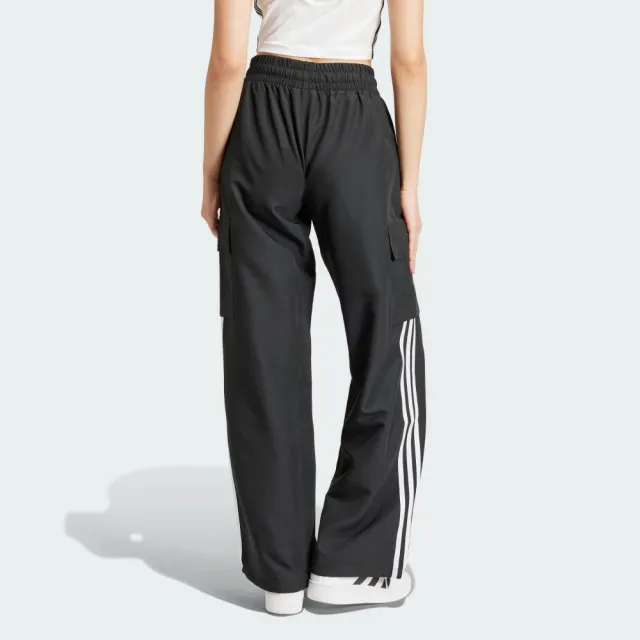 【adidas 愛迪達】長褲 女款 運動褲 三葉草 3S CARGO PANTS 黑 JF1292