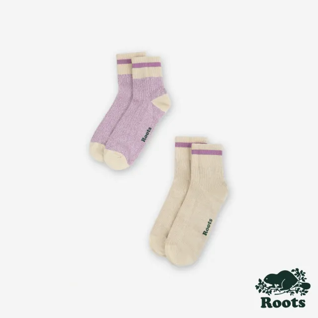 【Roots】Roots 配件- COTTON CABIN 踝襪-2入組(椒鹽紫)