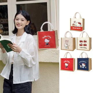 【Kiiwi O！】交換禮物 正版授權人氣款簡約棉麻提袋 多色選(史努比/凱蒂貓/棉麻提袋)