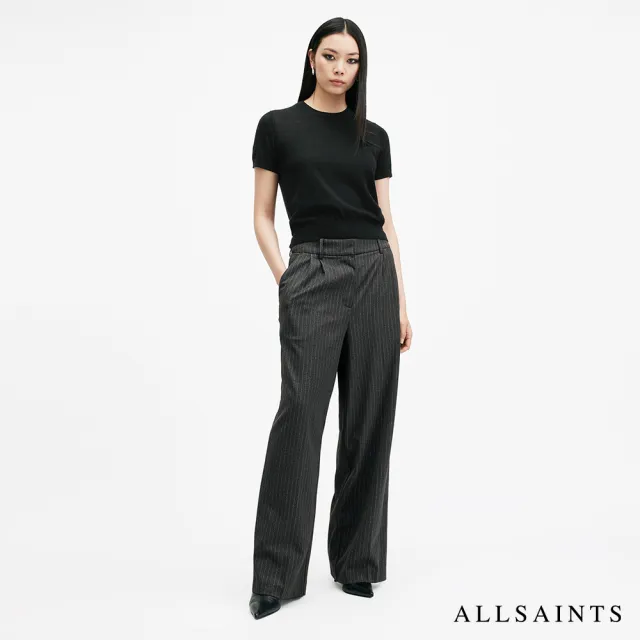 【ALLSAINTS】BERN 美麗諾羊毛針織T恤-黑 W108KB(常規版型)