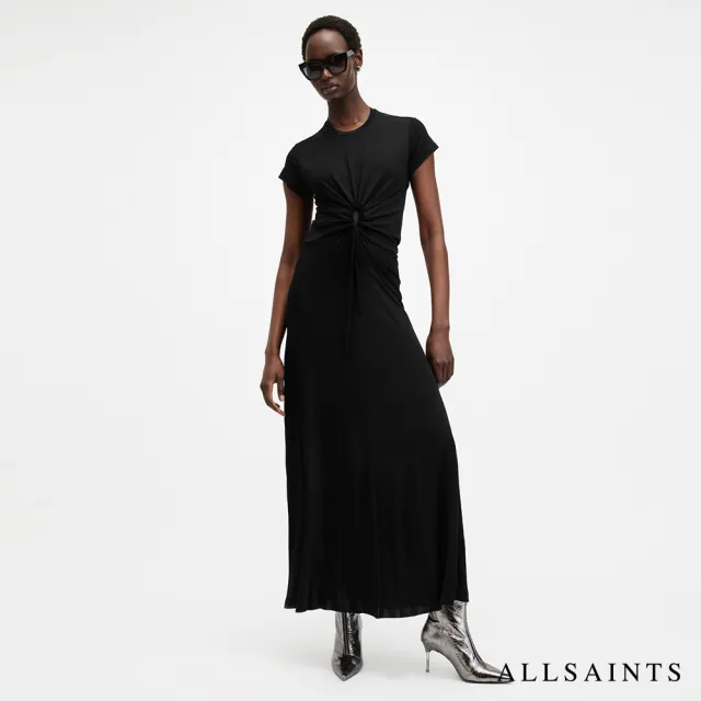 【ALLSAINTS】XYLIA 人造絲修身洋裝 W095DB(修身版型)