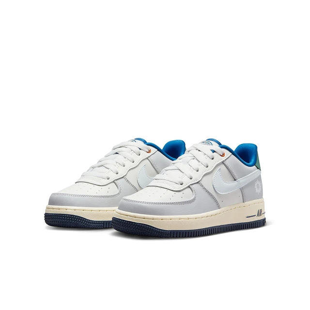 NIKE 耐吉 AF1 AIR FORCE 1 LV8 GS 休閒鞋 女鞋 大童 穿搭 白灰藍 運動(HM3721-111 ∞)