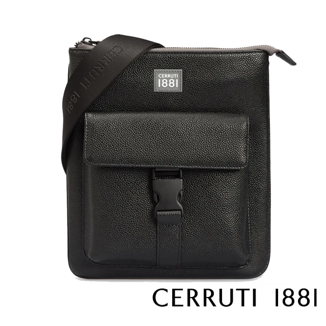 Cerruti 1881 限量2折 義大利頂級小牛皮肩背包側背包 全新專櫃展示品(黑色 CEBO05342M)