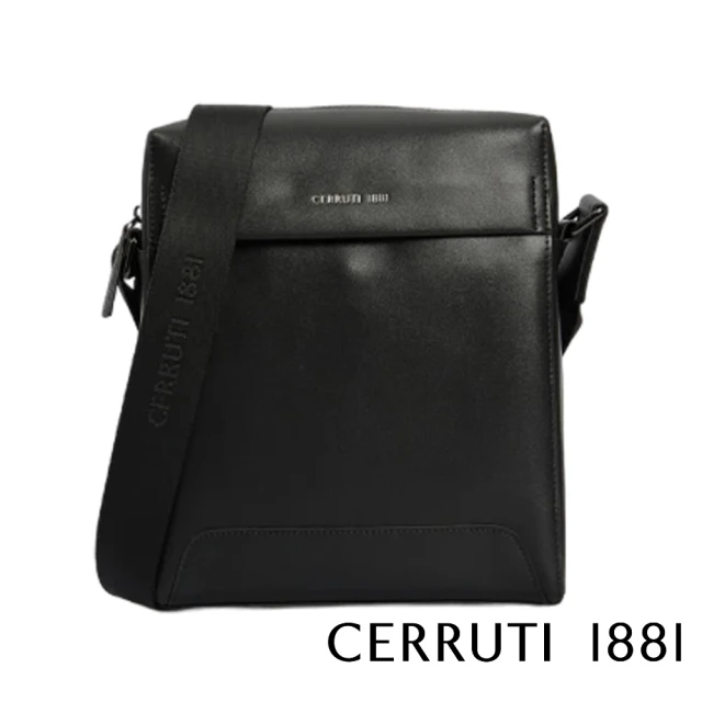 Cerruti 1881 限量2折 義大利頂級小牛皮肩背包側背包 全新專櫃展示品(黑色 CEBO06763M)