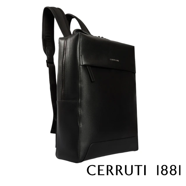 Cerruti 1881 限量2折 義大利頂級小牛皮後背包 全新專櫃展示品(黑色 CEZA06761M)