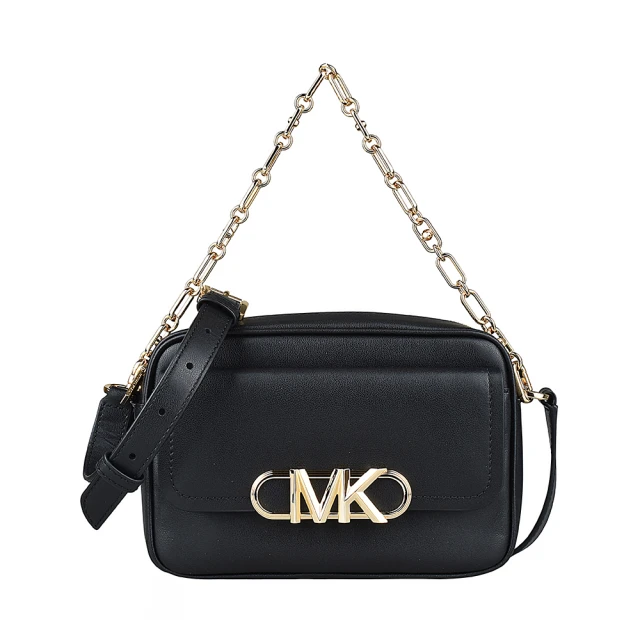 Michael Kors MK MICHAEL KORS Parker LOGO拉鍊牛皮手提斜背包(中/黑)