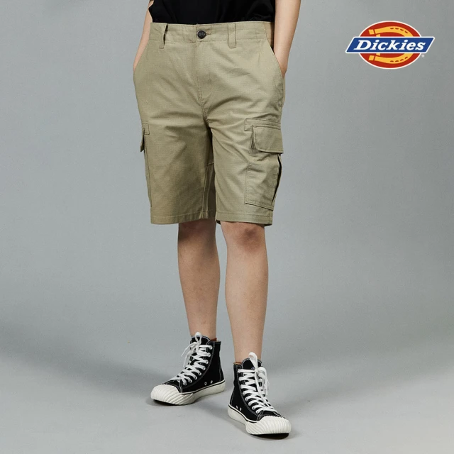 Dickies 男款碳灰色純棉耐穿多口袋設計工裝短褲｜DK0