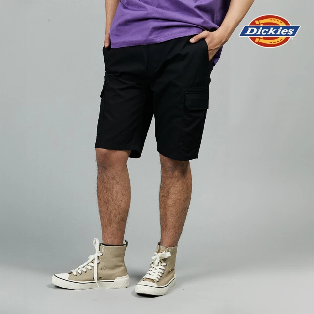Dickies 男款碳灰色純棉耐穿多口袋設計工裝短褲｜DK0