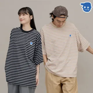 【plain-me】男女款 小P社長條紋TEE PLN0031-241(短袖上衣 短TEE 休閒上衣 基本款 百搭 寬鬆)