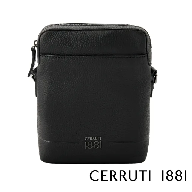 【Cerruti 1881】限量2折 義大利頂級小牛皮肩背包側背包 全新專櫃展示品(黑色 CEBO06825M)