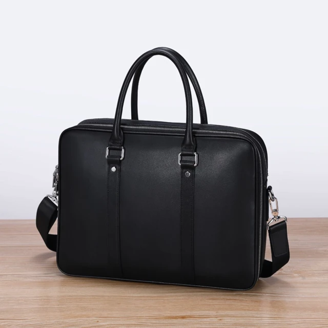 LONGCHAMP BOXFORD系列壓印皮標帆布兩用公事包